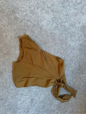 Free People One-Shoulder Tie Hem Top - Mustard